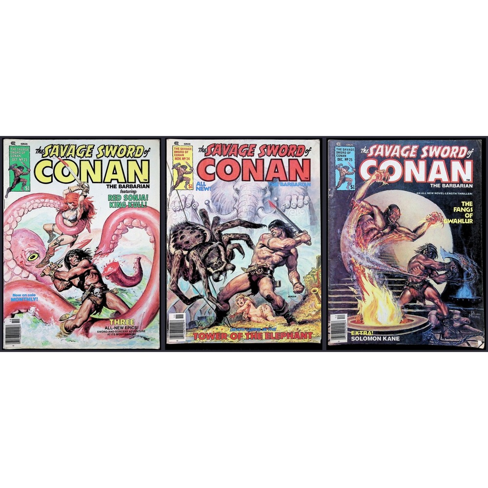 Savage Sword of Conan #23 24 25 Marvel Magazine Comic Book Lot 3x Comic Lot